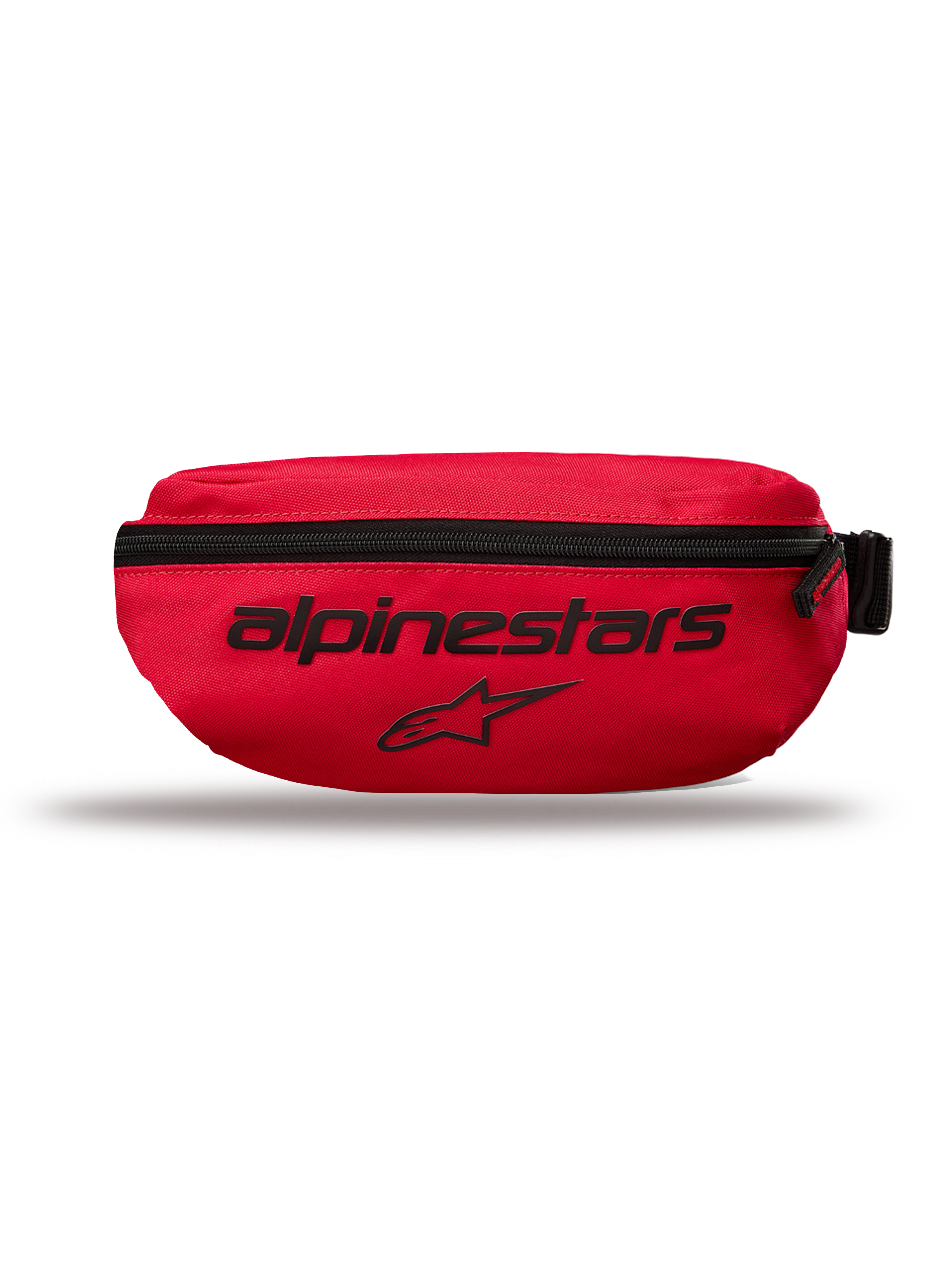 Sac banane Only Linear Alpinestars, petit sac de hanche, rouge, avec lettrage Alpinestars et logo étoile noirs, fermeture éclair verticale, polyester 600D durable, style streetwear urbain