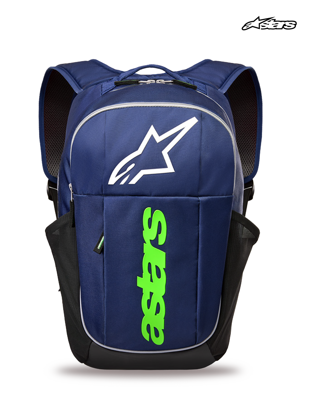 Sac à dos GFX Boss d'Alpinestars, sac à dos sportswear bleu marine et vert, d'une capacité de 20 litres, avec construction en polyester 600D durable et marquage graphique astars