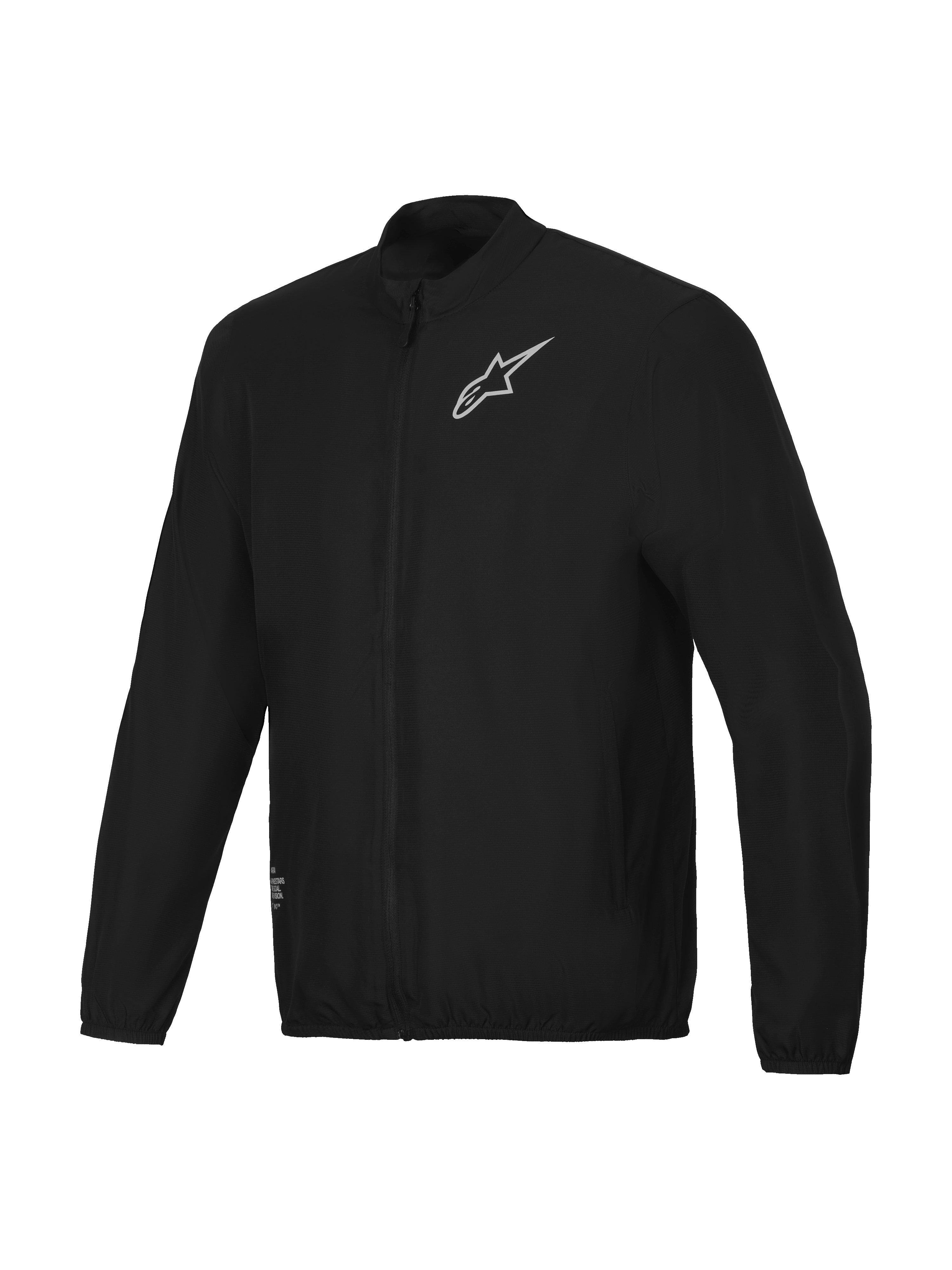 Alpinestars Veste Coupe-Vent A-Aria, veste de cyclisme pour homme, noire, résistante au vent, fermeture éclair intégrale et col montant avec logo Astars sur la poitrine