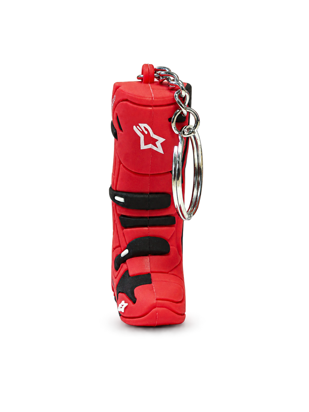 Alpinestars Porte-Clés Tech 10 Boot, accessoire de porte-clés pour botte de motocross, rouge et noir avec détails du logo blanc, construction en chlorure de polyvinyle durable et anneau à pression métallique