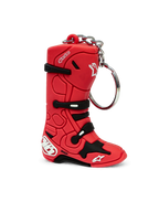 Porte-Clés Tech 10 Boot d'Alpinestars, porte-clé miniature en forme de botte de motocross, rouge et noir, design synthétique en 3D avec anneau métallique