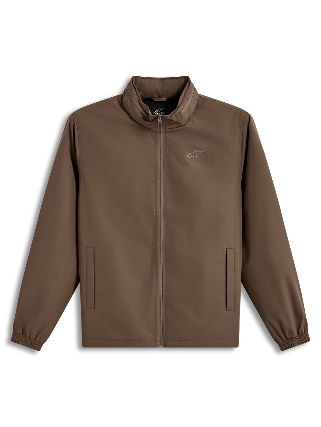 Alpinestars Overhaul Racer Veste, veste de sportswear légère marron, avec capuche packable cachée et logo sur la poitrine, style motorsport décontracté