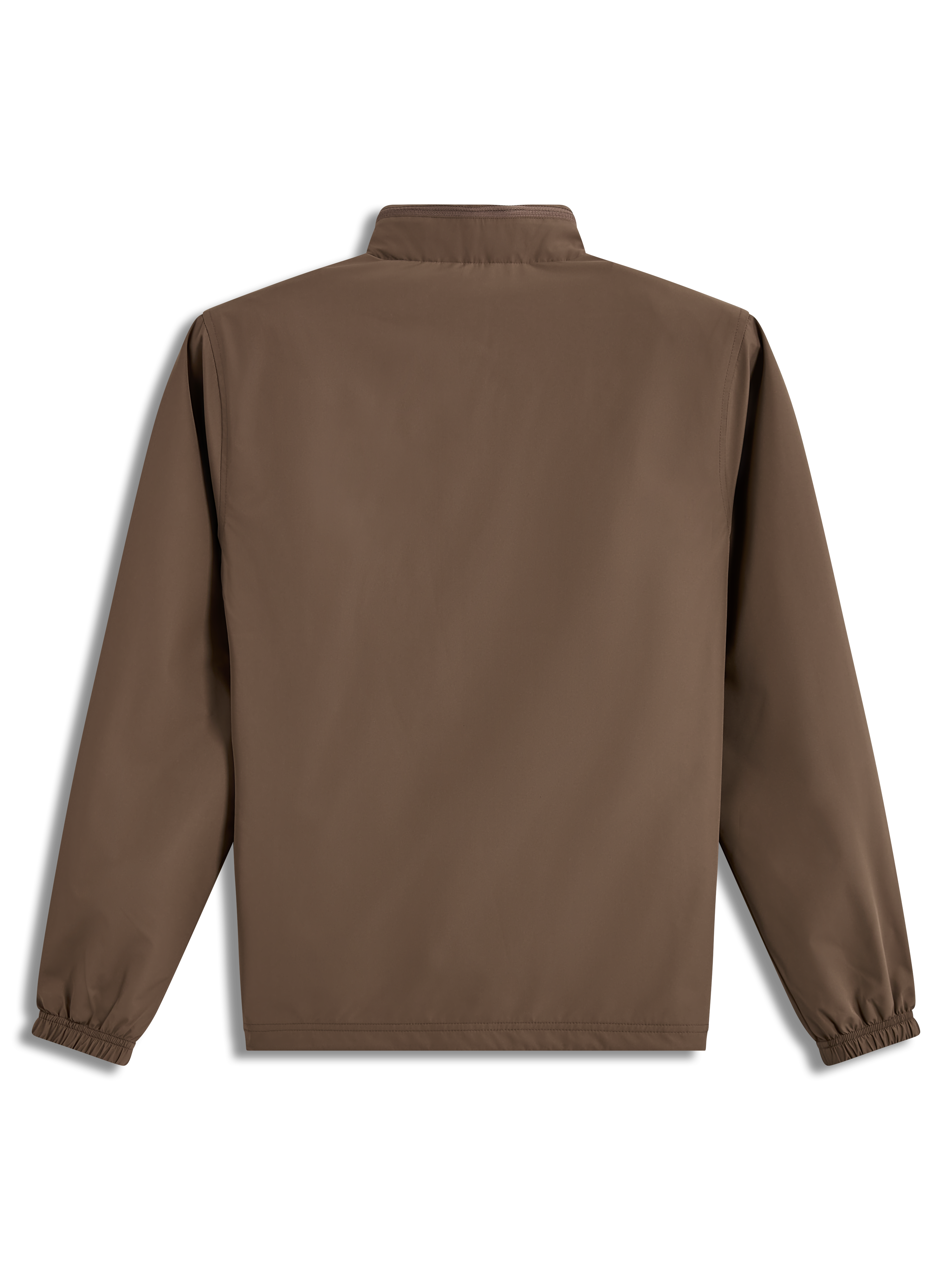 Veste Alpinestars Overhaul Racer, veste sportswear légère marron, vue de dos avec col à capuche repliable.