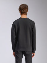 Alpinestars Bettern Crew, Crew Neck Sweatshirt, Black, back view on model, featuring ribbed cuffs and hem, casual motorsport streetwear