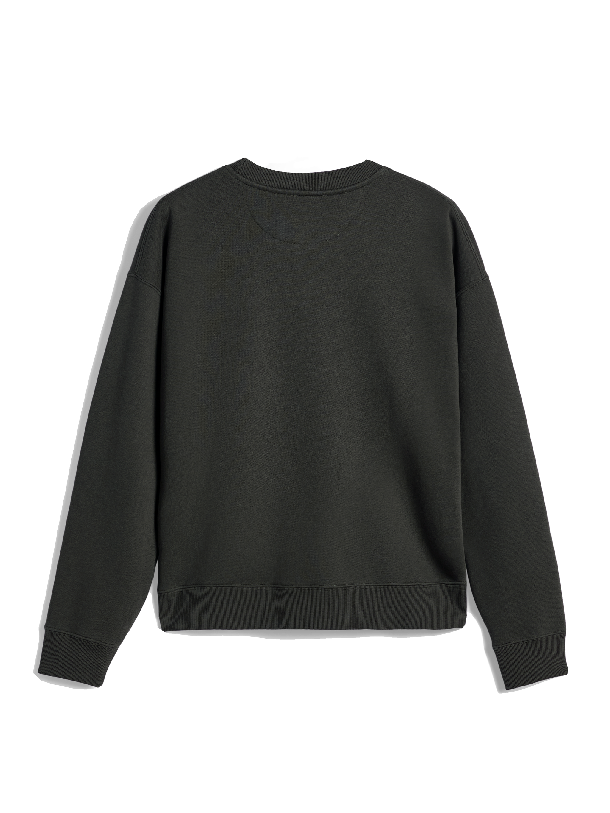 Alpinestars Essentials Ageless Crew, Crewneck Sweatshirt, Off Black, back view showing ribbed collar, cuffs, and hem, premium compact fleece casual streetwear