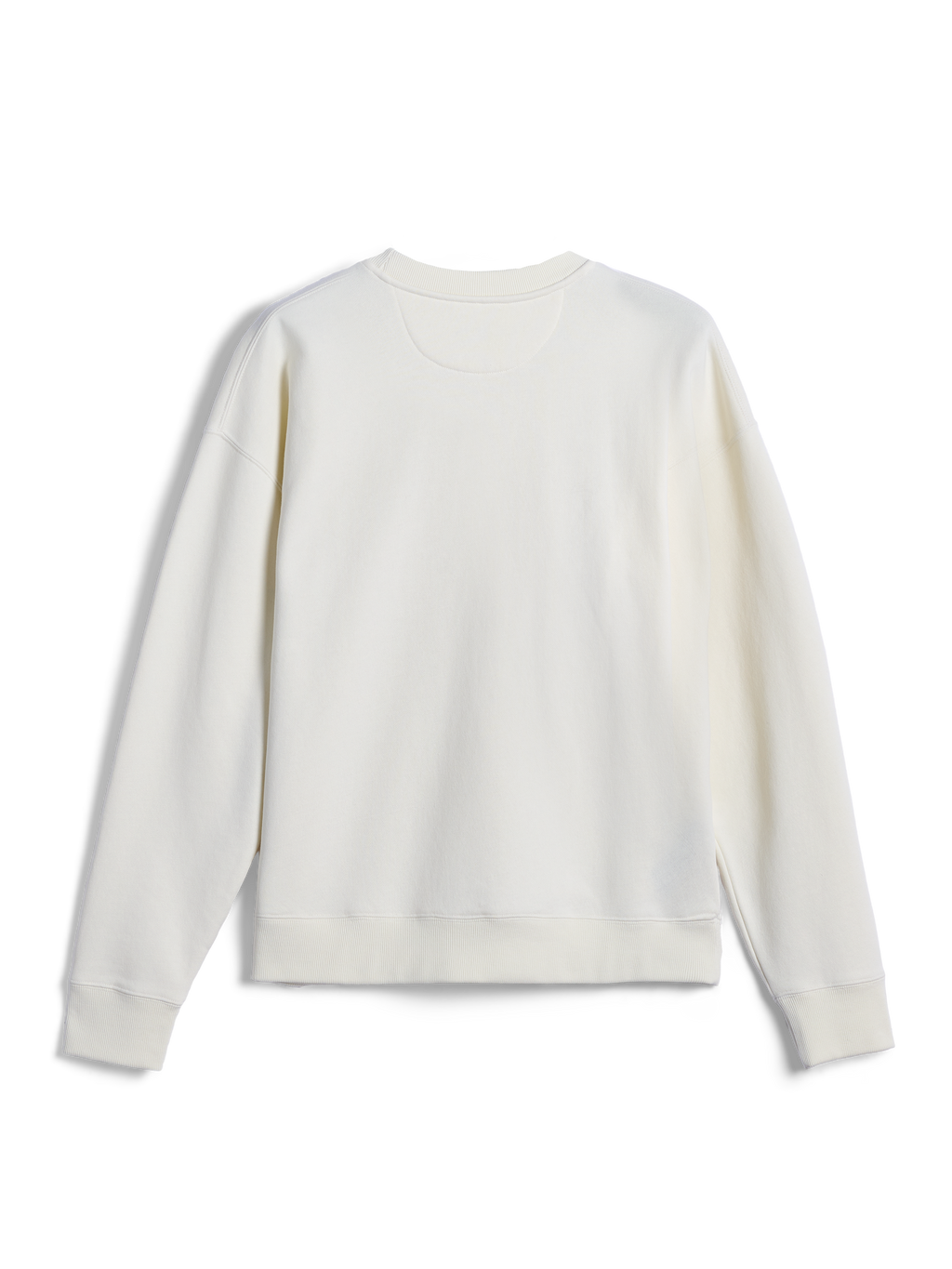 Alpinestars Essentials Ageless Crew, sweat-shirt à col rond, blanc cassé, vue arrière montrant un design uni avec poignets et ourlet côtelés, style streetwear décontracté inspiré du sport automobile