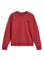 Alpinestars Essentials Ageless Crew, sweat-shirt à col rond rouge brique, avec un petit logo Alpinestars noir sur la poitrine, col, poignets et ourlet côtelés, polaire sportswear premium décontractée.