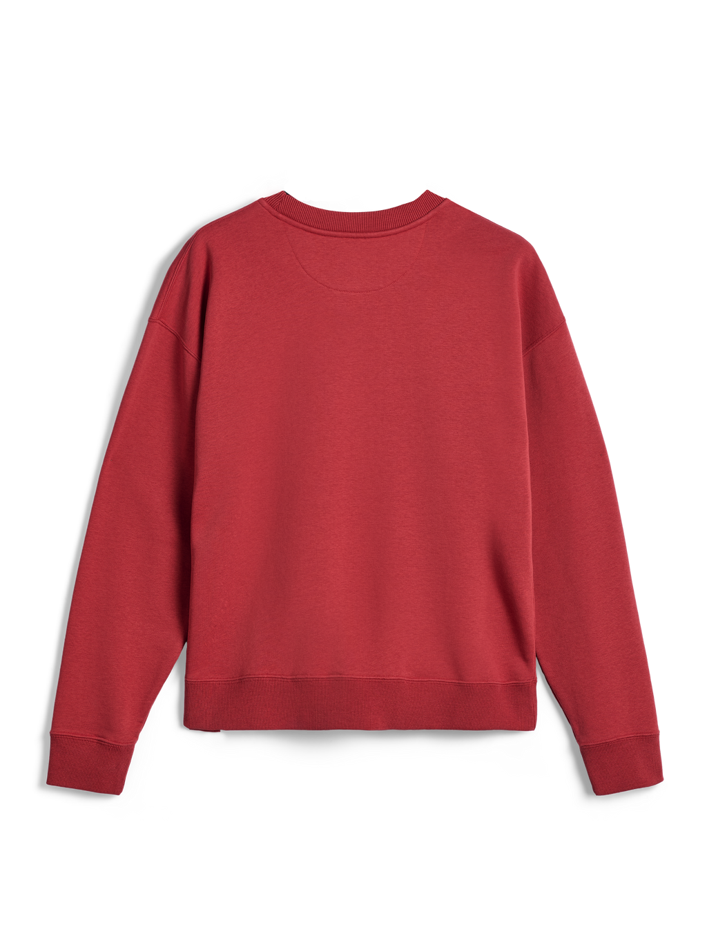 Alpinestars Essentials Ageless Crew, sweat-shirt à col rond, rouge brique, vue arrière montrant les poignets et l'ourlet côtelés, polaire compacte de qualité supérieure pour un confort sportswear décontracté