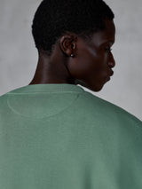 Alpinestars Essentials Ageless Crew, Crewneck Sweatshirt, Cactus Green, close-up view of the back neckline and upper back, soft stone-washed fleece, casual lifestyle apparel