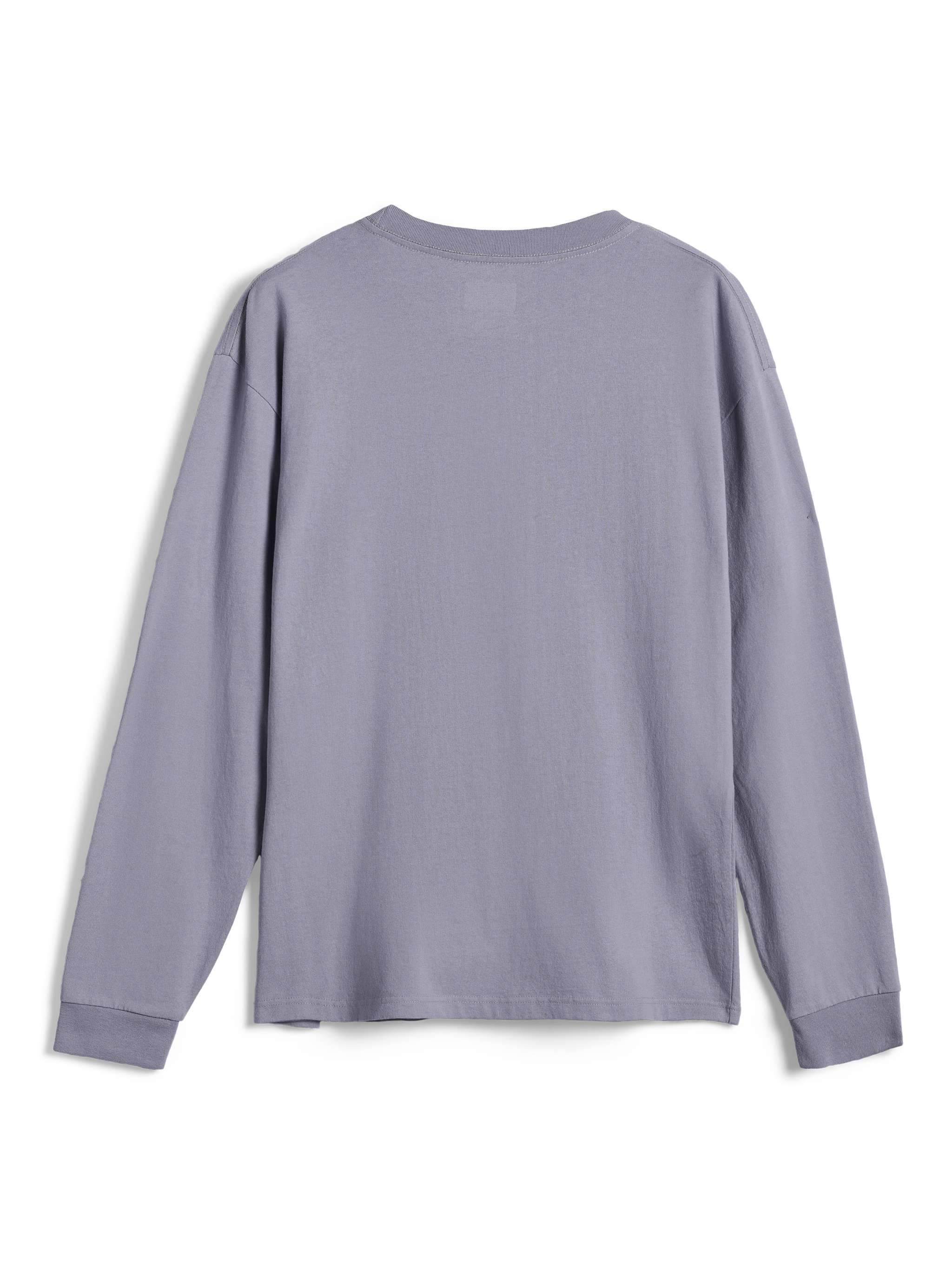 Alpinestars Essentials Ageless LS Tee, Long-Sleeve T-Shirt, Silver, Back View, plain design with ribbed crew neck and cuffs, 100% organic cotton jersey, relaxed contemporary fit