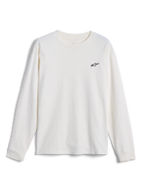 Alpinestars Essentials Ageless LS Tee, Long Sleeve T-Shirt, Off White, featuring a small black Alpinestars logo on the chest, casual motorsport-inspired streetwear