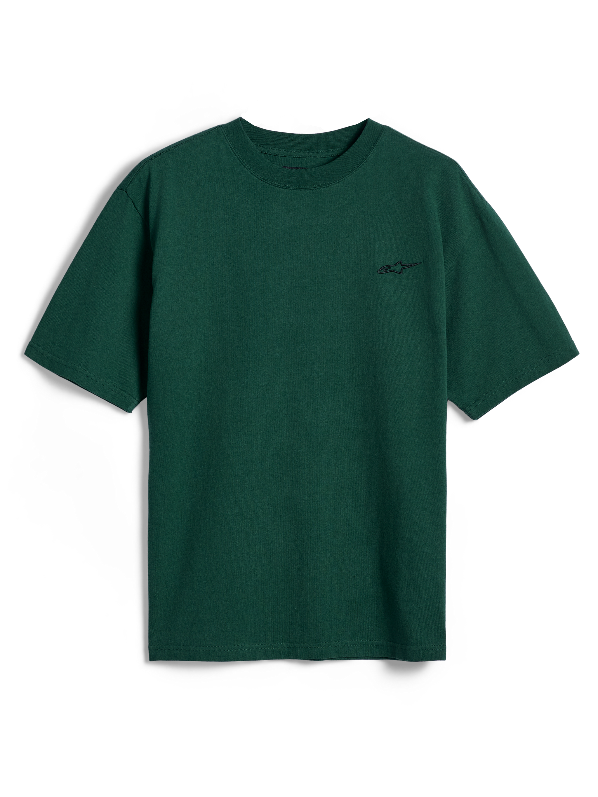 Alpinestars Essentials Ageless SS Tee, Short Sleeve T-Shirt, Pine Green, featuring a small Alpinestars logo on the chest, casual motorsport streetwear