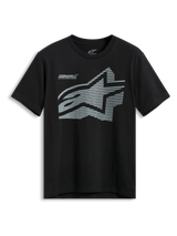 T-shirt Alpinestars Fasting CSF, t-shirt à manches courtes, noir, grand logo Astars géométrique gris avec motif à lignes horizontales et texte Forward Innovation, sportswear décontracté