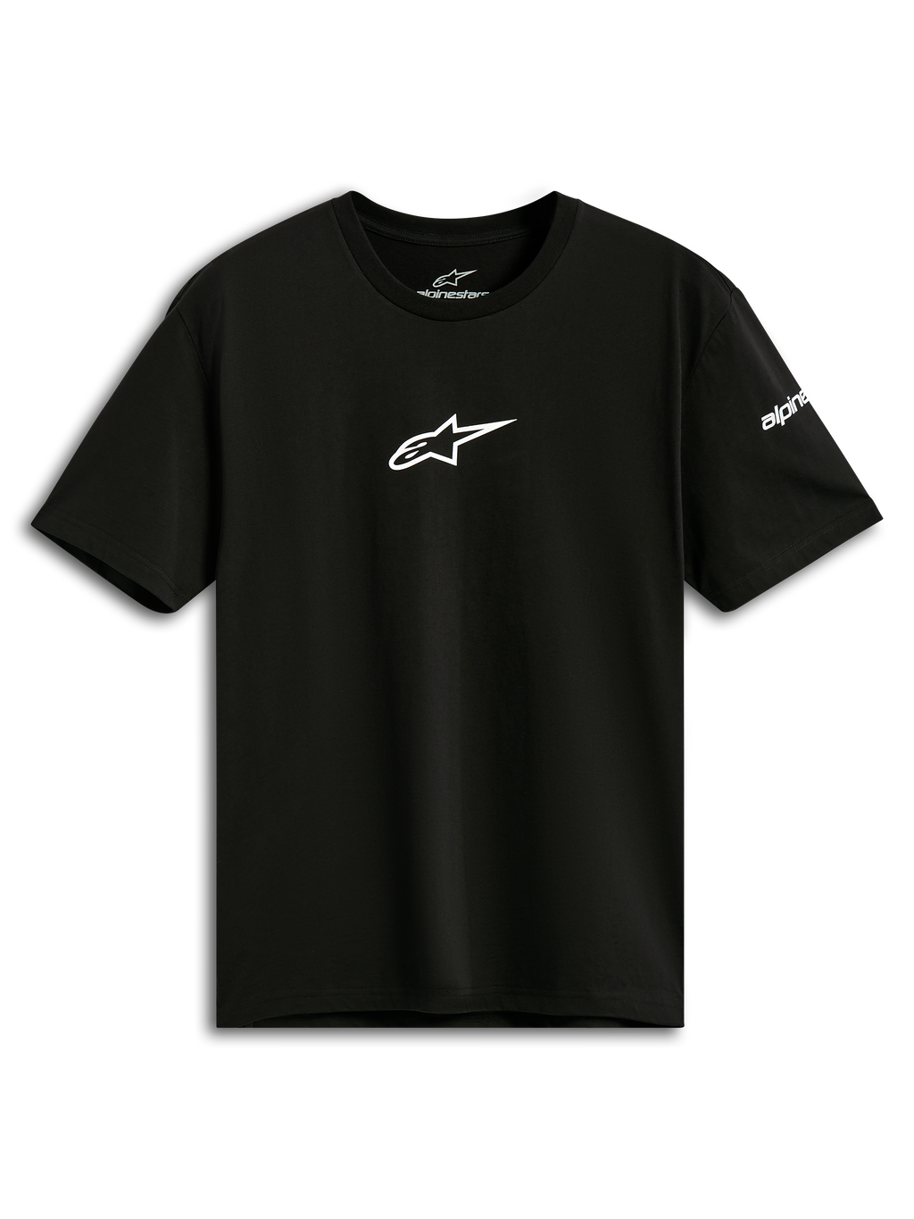 T-shirt Alpinestars Frontal CSF, t-shirt à manches courtes, noir, logo Astars blanc sur la poitrine, vêtement de sport performant décontracté