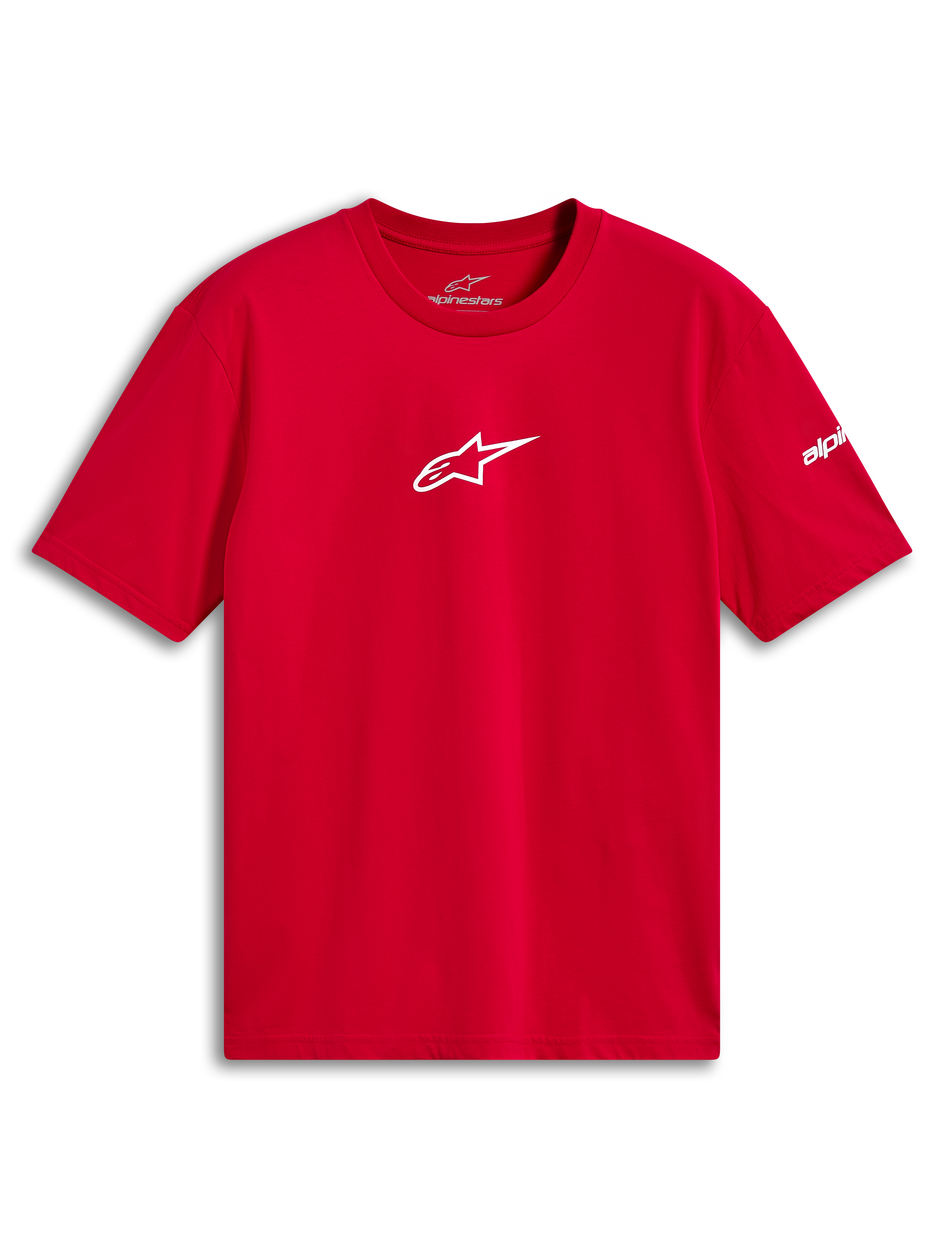 T-shirt Alpinestars Frontal CSF, manches courtes, rouge, logo Astars blanc sur la poitrine, vêtements de sport décontractés de performance