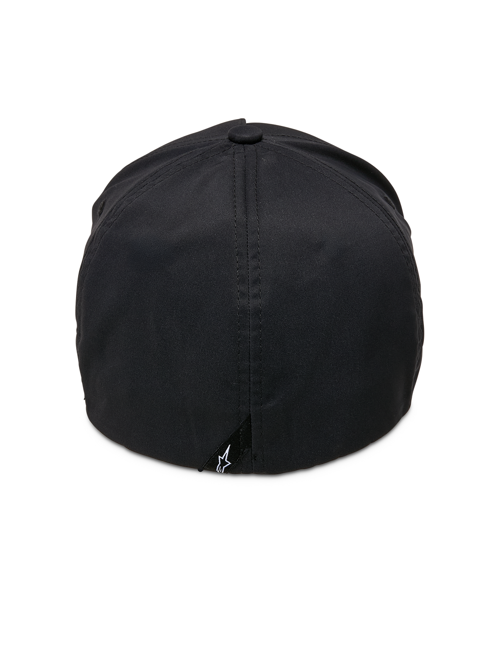 Casquette imperméable Alpinestars Ageless Reflex, noire, vue arrière, construction à dos flexible, tissu technique imperméable, petite étiquette noire avec logo Astars blanc à la base