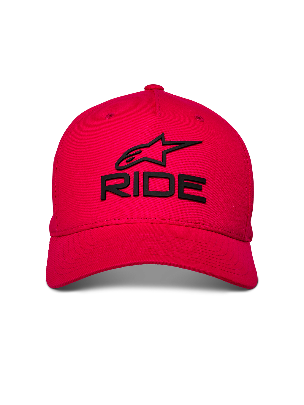 Casquette Alpinestars Ride Sonic, casquette de baseball rouge, logos RIDE et étoile brodés en 3D noirs, visière incurvée et couronne structurée, couvre-chef décontracté inspiré des sports mécaniques