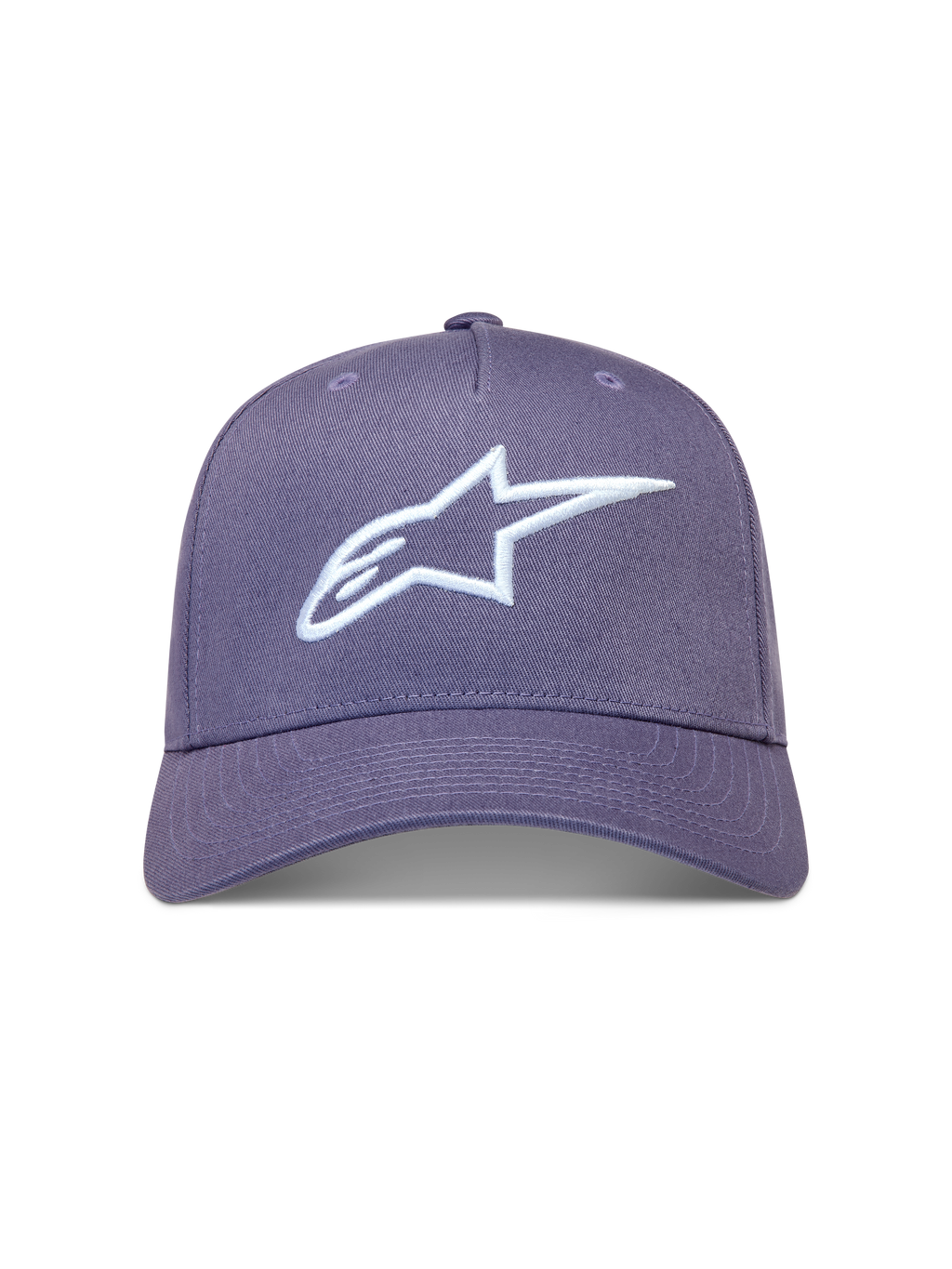 Casquette Alpinestars Ageless Snapback, violette et blanche avec logo Astars brodé en 3D, couronne structurée en sergé.