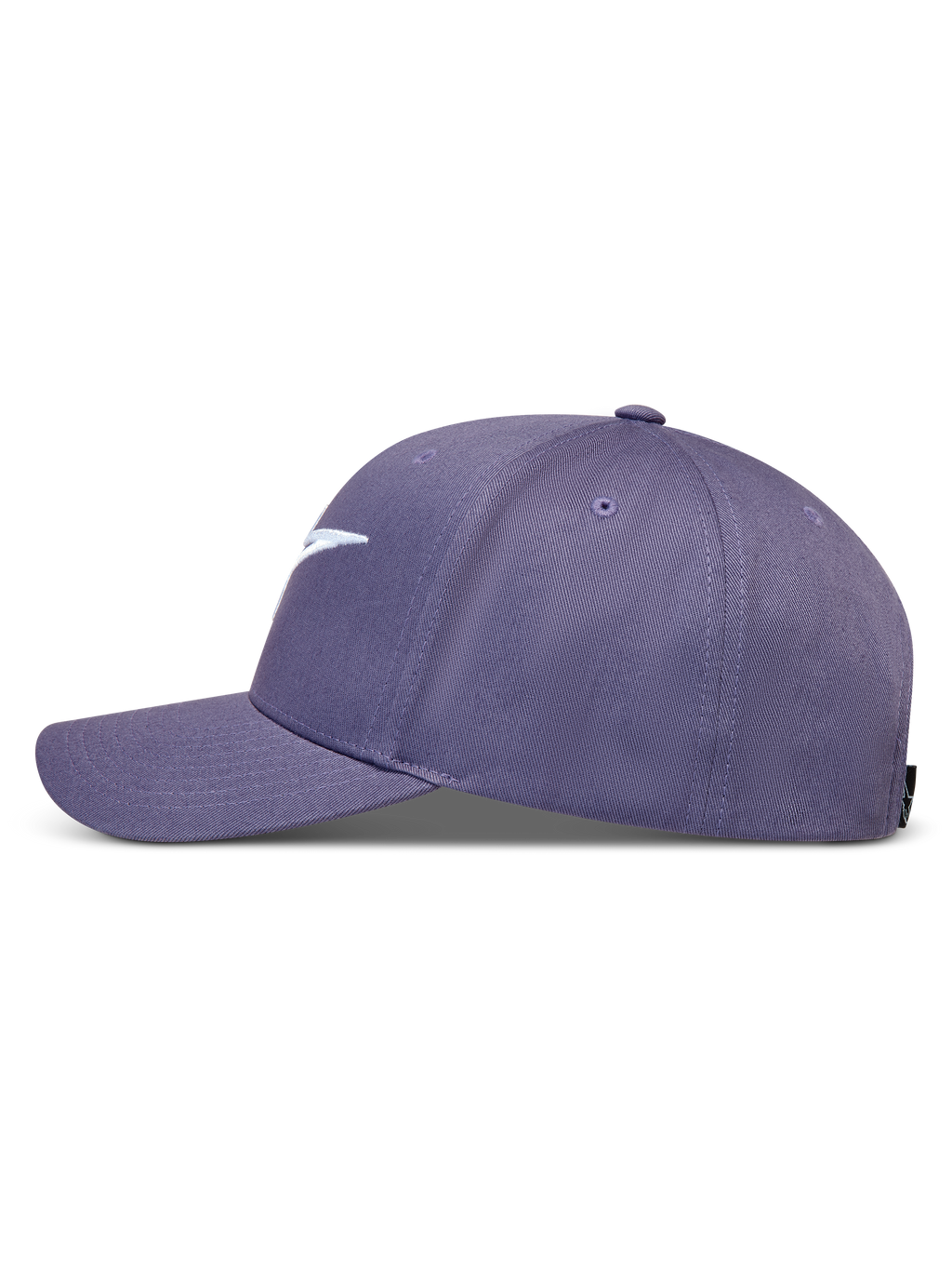 Ageless Snapback Casquette Alpinestars, visière incurvée, violette, en tissu sergé, vue de profil.