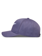 Ageless Snapback Casquette Alpinestars, visière incurvée, violette, en tissu sergé, vue de profil.