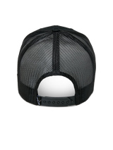 Casquette Trucker Alpinestars Agree, vue arrière, noire, arrière en maille polyester respirante avec fermeture snapback réglable et petite étiquette de logo blanche, couvre-chef décontracté inspiré du sport automobile
