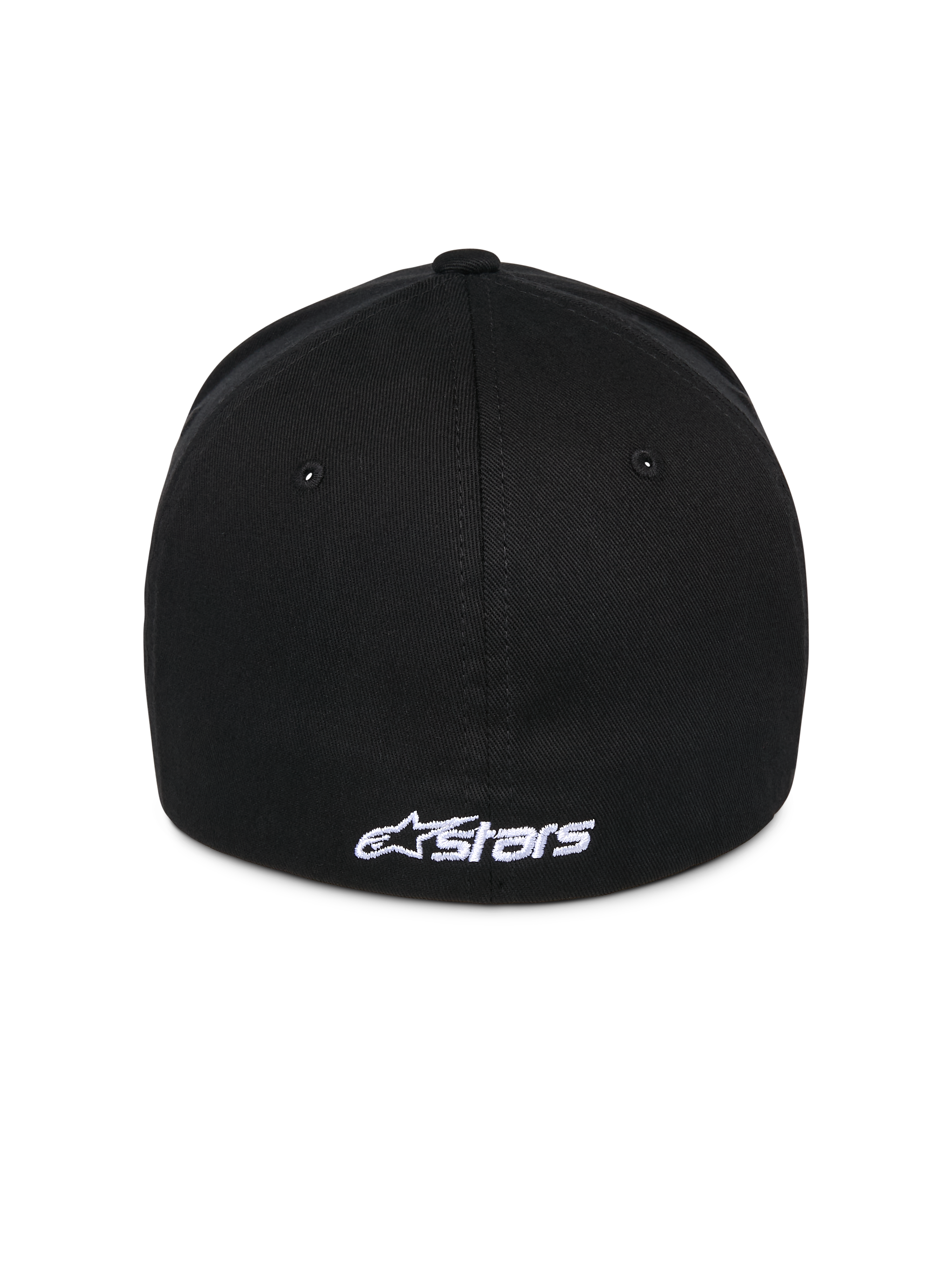 Alpinestars Ageless Multi Hat, casquette de baseball noire, vue arrière avec logo Astars brodé en blanc, design dos flexible, style sportswear décontracté