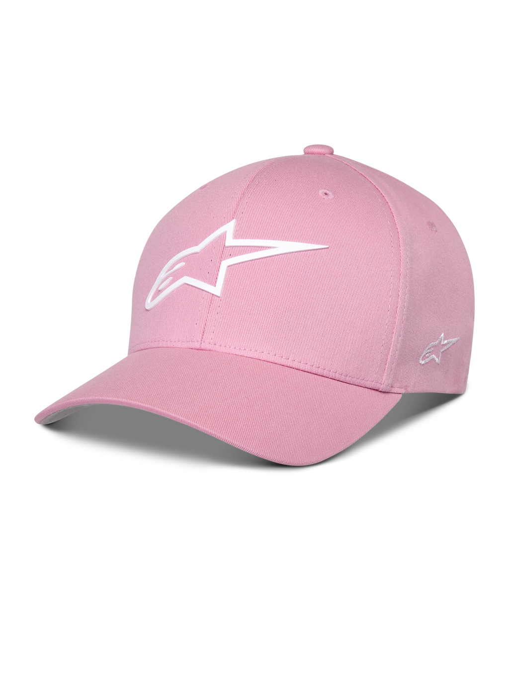 Alpinestars Ageless Multi Hat, casquette de baseball rose, visière incurvée, logo Astars blanc en impression 3D, couronne structurée, sportswear décontracté
