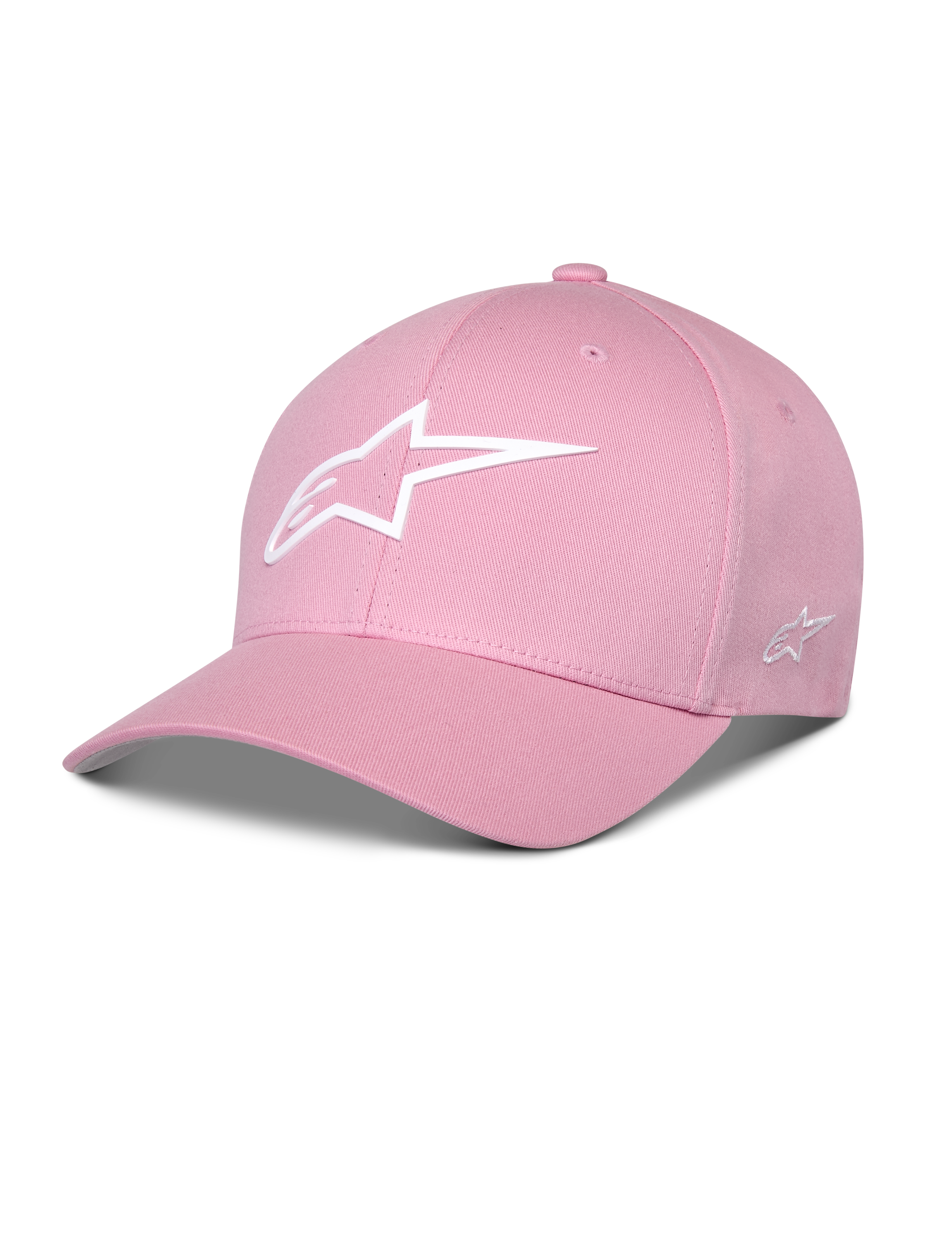 Alpinestars Ageless Multi Hat, casquette de baseball rose, visière incurvée, logo Astars blanc en impression 3D, couronne structurée, sportswear décontracté