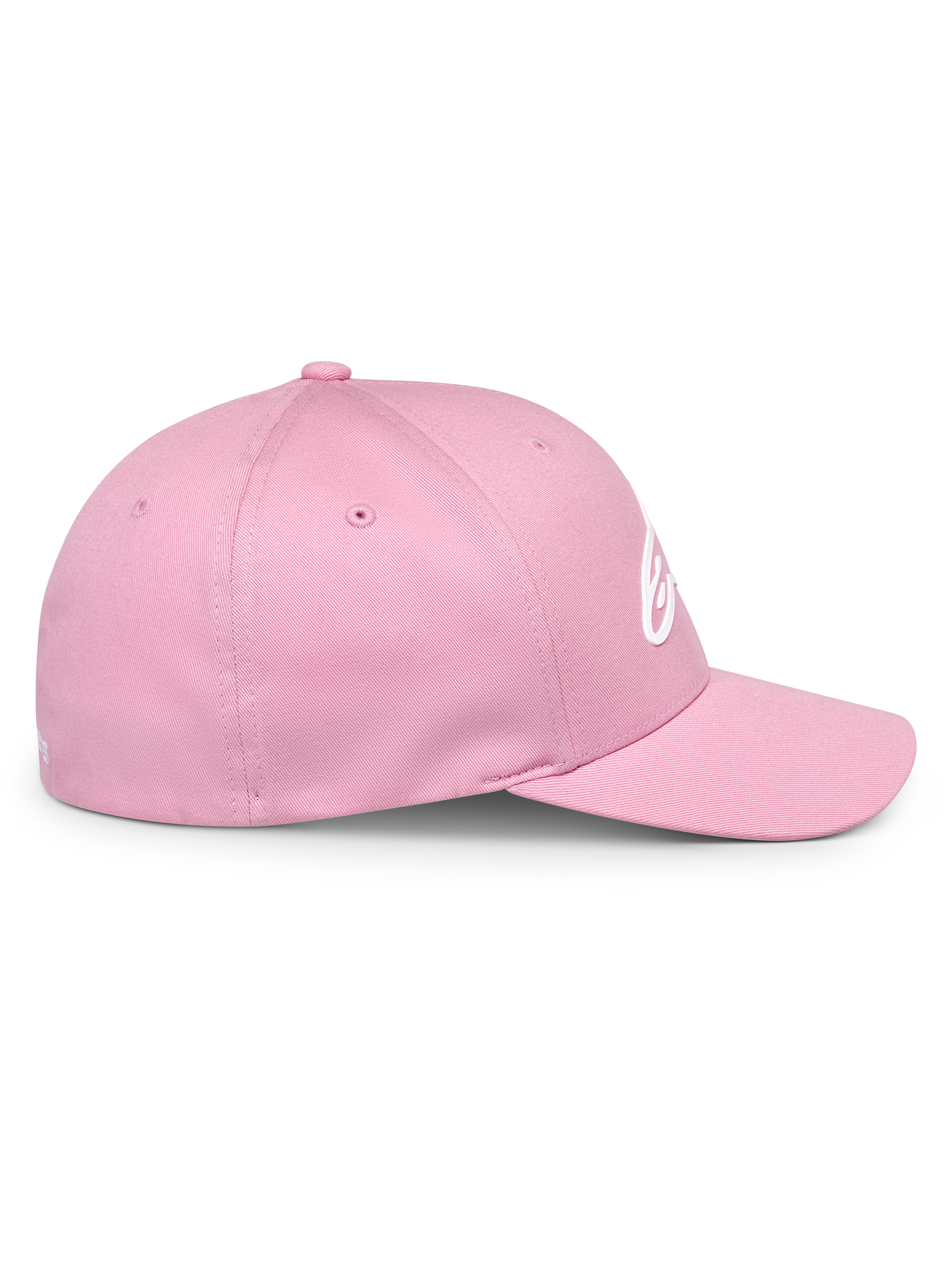 Alpinestars Ageless Multi Hat, casquette de baseball rose, vue de profil, visière incurvée et couronne structurée, logo Astars blanc en impression 3D, vêtement streetwear décontracté d'inspiration motorsport