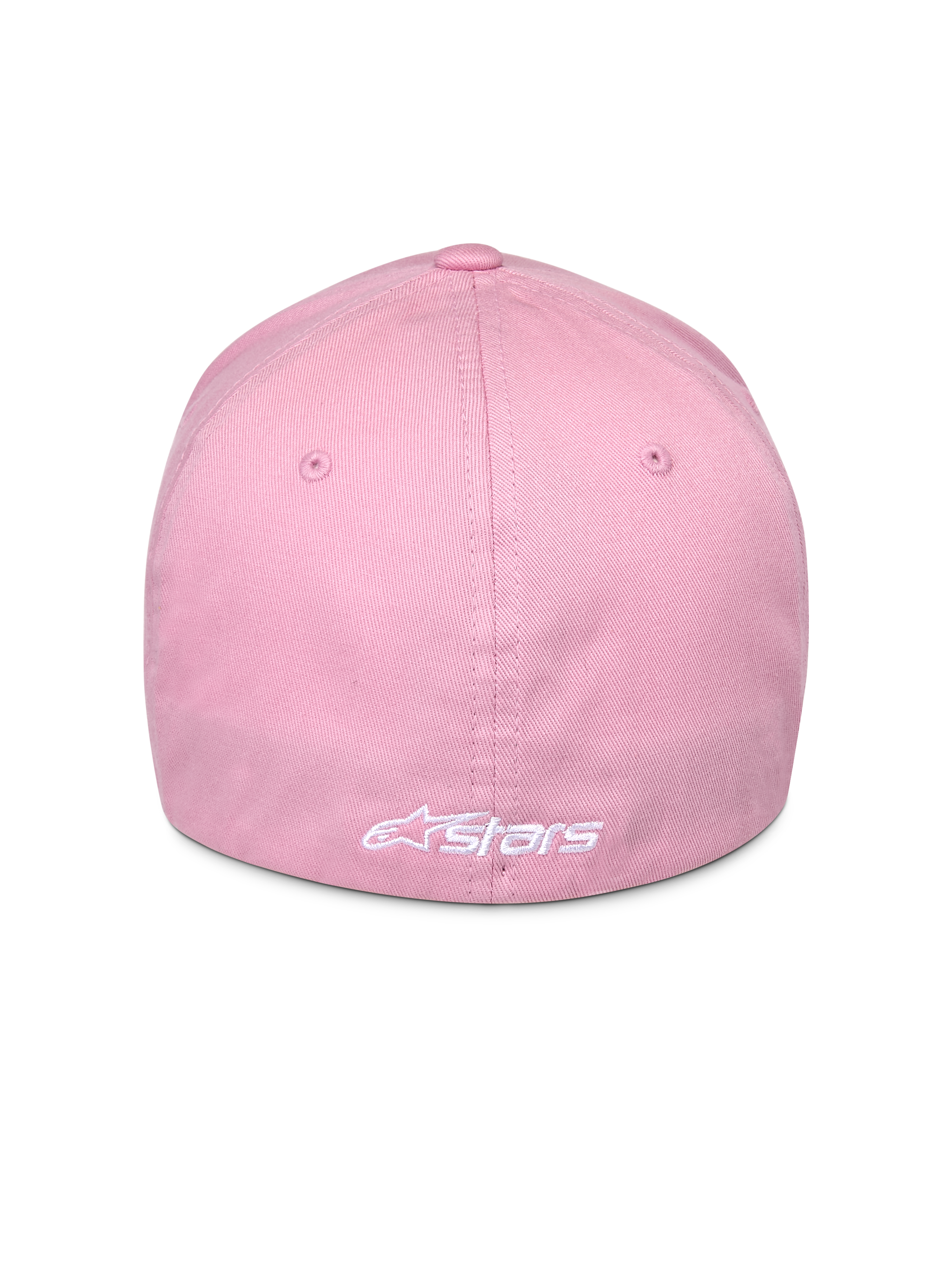 Casquette Alpinestars Ageless Multi, rose, vue de dos présentant le logo Astars brodé en blanc, design flex-fit, tissu en sergé extensible, couvre-chef motorsport décontracté