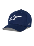 Casquette Alpinestars Ageless Multi, casquette de baseball bleu marine, logo étoile 3D blanc sur le devant, logo brodé sur le côté, visière incurvée, accessoire lifestyle sportswear décontracté