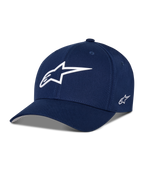 Casquette Alpinestars Ageless Multi, casquette de baseball bleu marine, logo étoile 3D blanc sur le devant, logo brodé sur le côté, visière incurvée, accessoire lifestyle sportswear décontracté