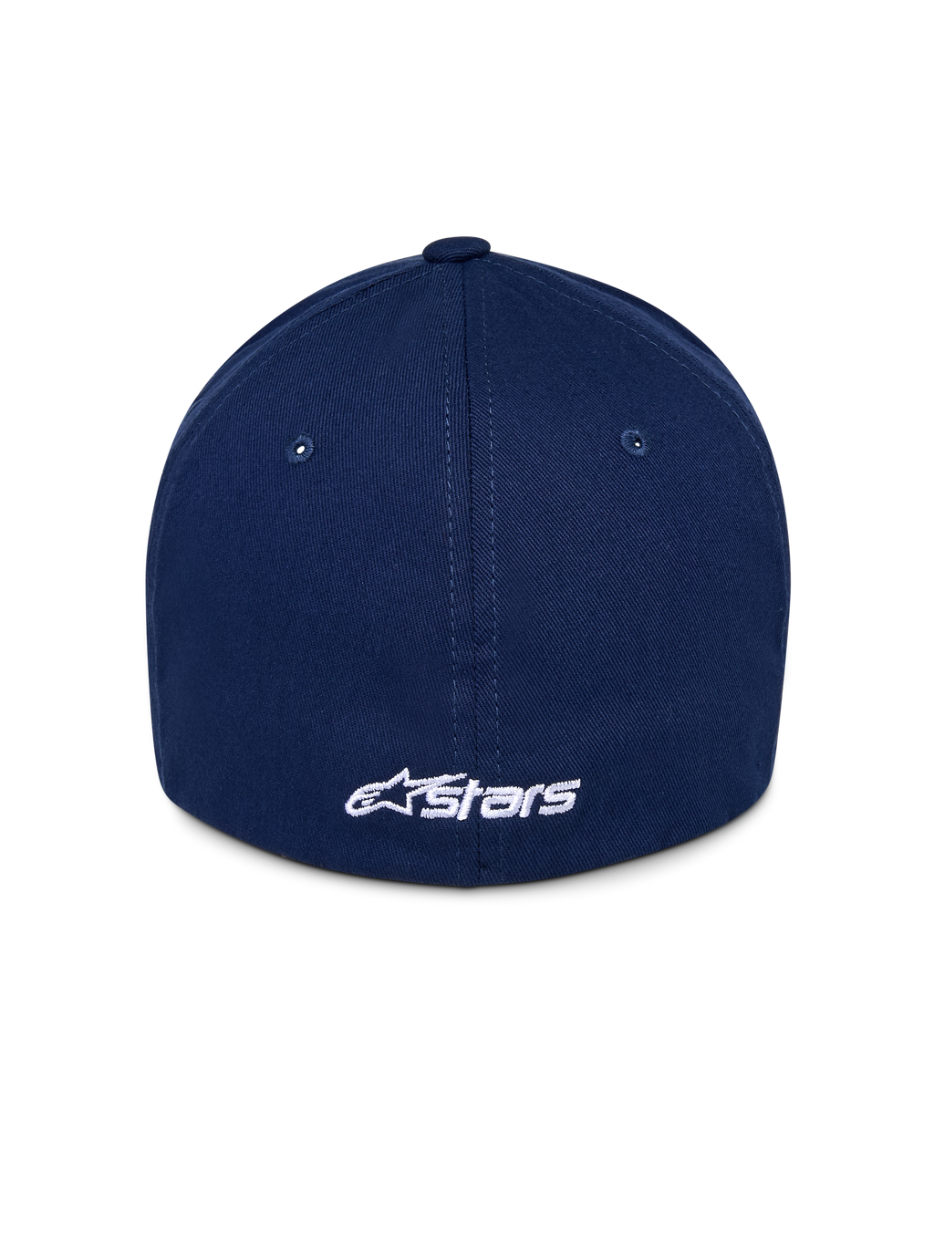Casquette Alpinestars Ageless Multi, casquette de baseball bleu marine, vue arrière avec logo Astars brodé en blanc, couronne structurée avec panneaux surpiqués, couvre-chef décontracté inspiré des sports mécaniques