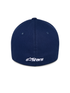 Casquette Alpinestars Ageless Multi, casquette de baseball bleu marine, vue arrière avec logo Astars brodé en blanc, couronne structurée avec panneaux surpiqués, couvre-chef décontracté inspiré des sports mécaniques
