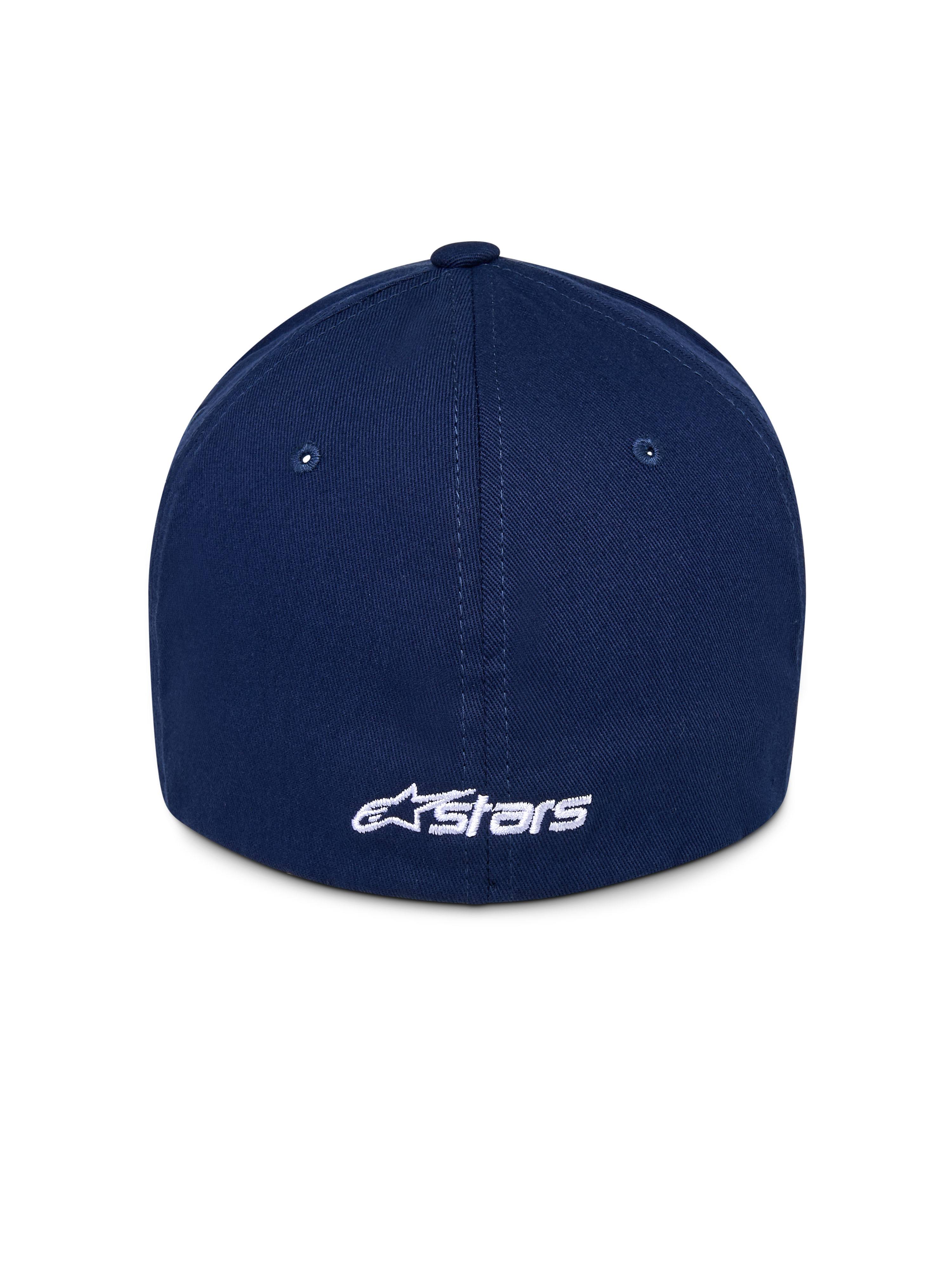 Casquette Alpinestars Ageless Multi, casquette de baseball bleu marine, vue arrière avec logo Astars brodé en blanc, couronne structurée avec panneaux surpiqués, couvre-chef décontracté inspiré des sports mécaniques