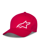 Casquette Alpinestars Corp Shift Multi, casquette de baseball rouge, logo Astars blanc en impression 3D à l'avant, visière courbée avec couronne structurée, vêtement motorsport décontracté