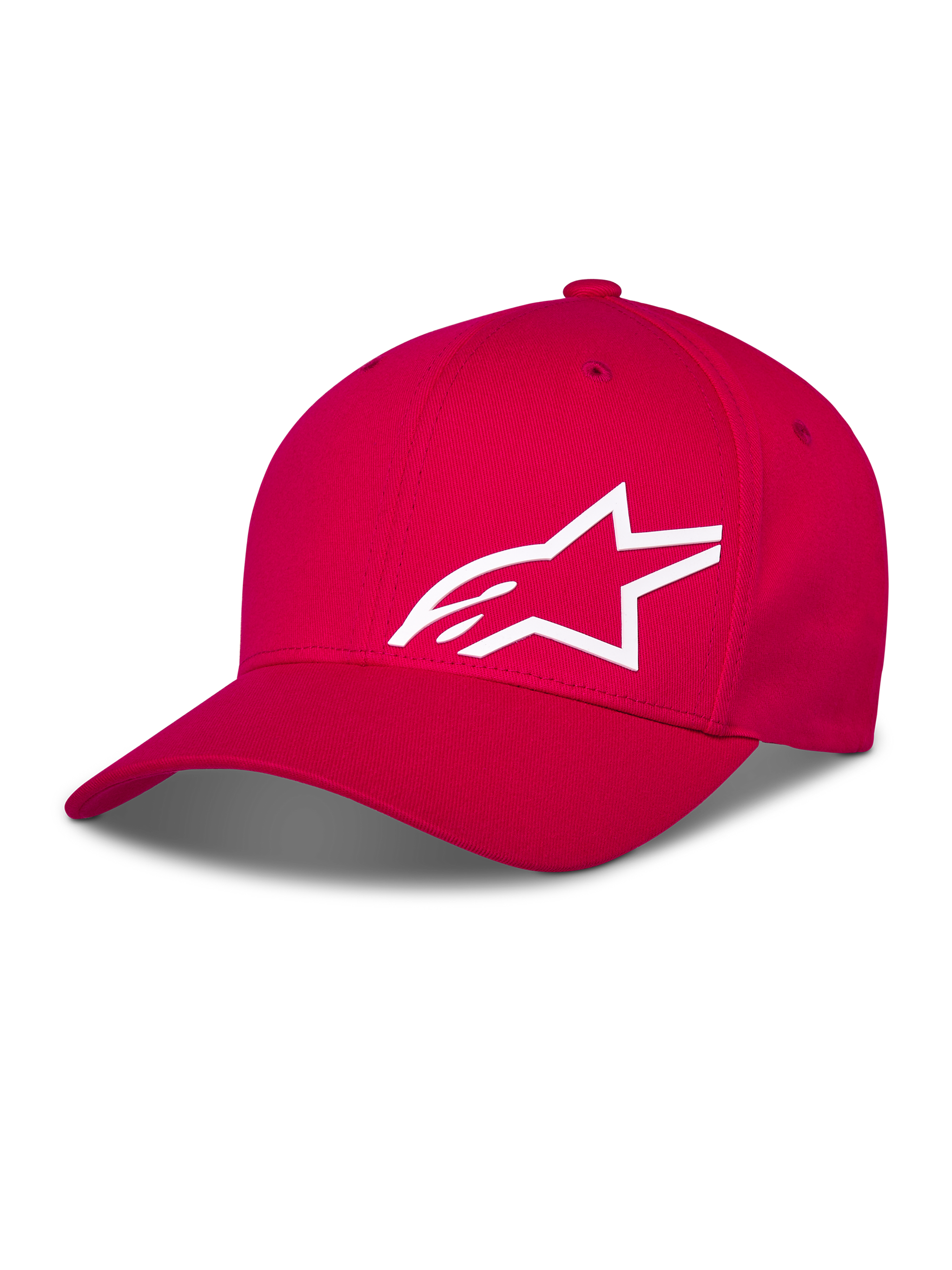 Casquette Alpinestars Corp Shift Multi, casquette de baseball rouge, logo Astars blanc en impression 3D à l'avant, visière courbée avec couronne structurée, vêtement motorsport décontracté