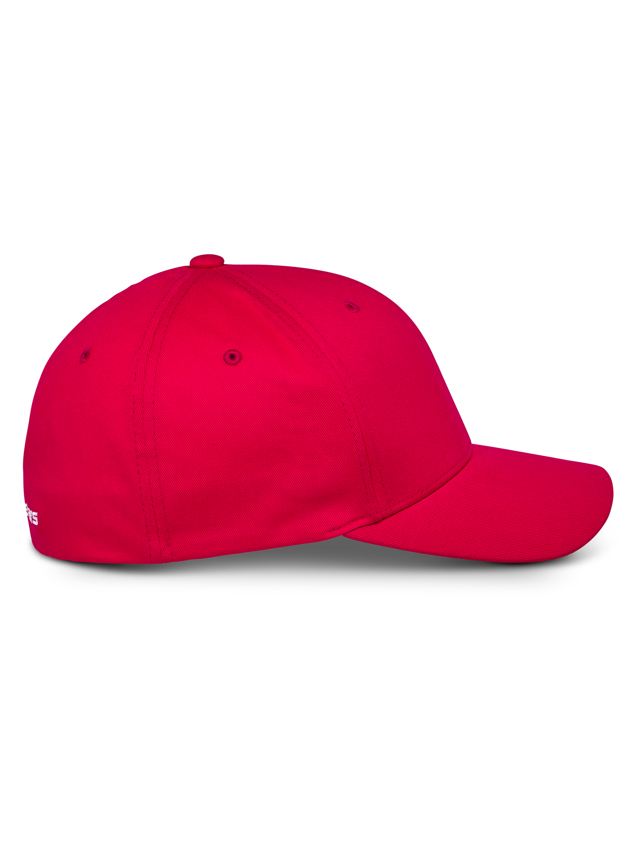 Casquette Alpinestars Corp Shift Multi, rouge, casquette de baseball, vue de profil avec visière courbée et couronne structurée, tissu en sergé extensible, couvre-chef motorsport décontracté