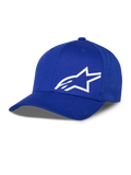 Alpinestars Corp Shift Multi Hat, casquette de baseball bleue avec logo étoile blanc en impression 3D, couronne structurée, visière courbée, accessoire motorsport décontracté