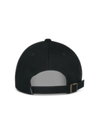 Casquette Alpinestars Deduce Strapback, noire, vue arrière avec fermeture par sangle réglable et boucle métallique, petite étiquette logo, casquette décontractée en sergé de coton