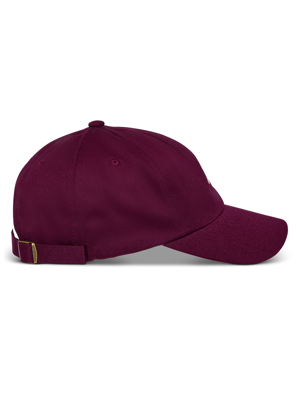 Casquette Alpinestars Deduce Strapback, bordeaux, vue de profil, visière courbée avec couronne basse non structurée, sangle arrière ajustable en tissu avec boucle métallique, style sportswear décontracté en sergé de coton