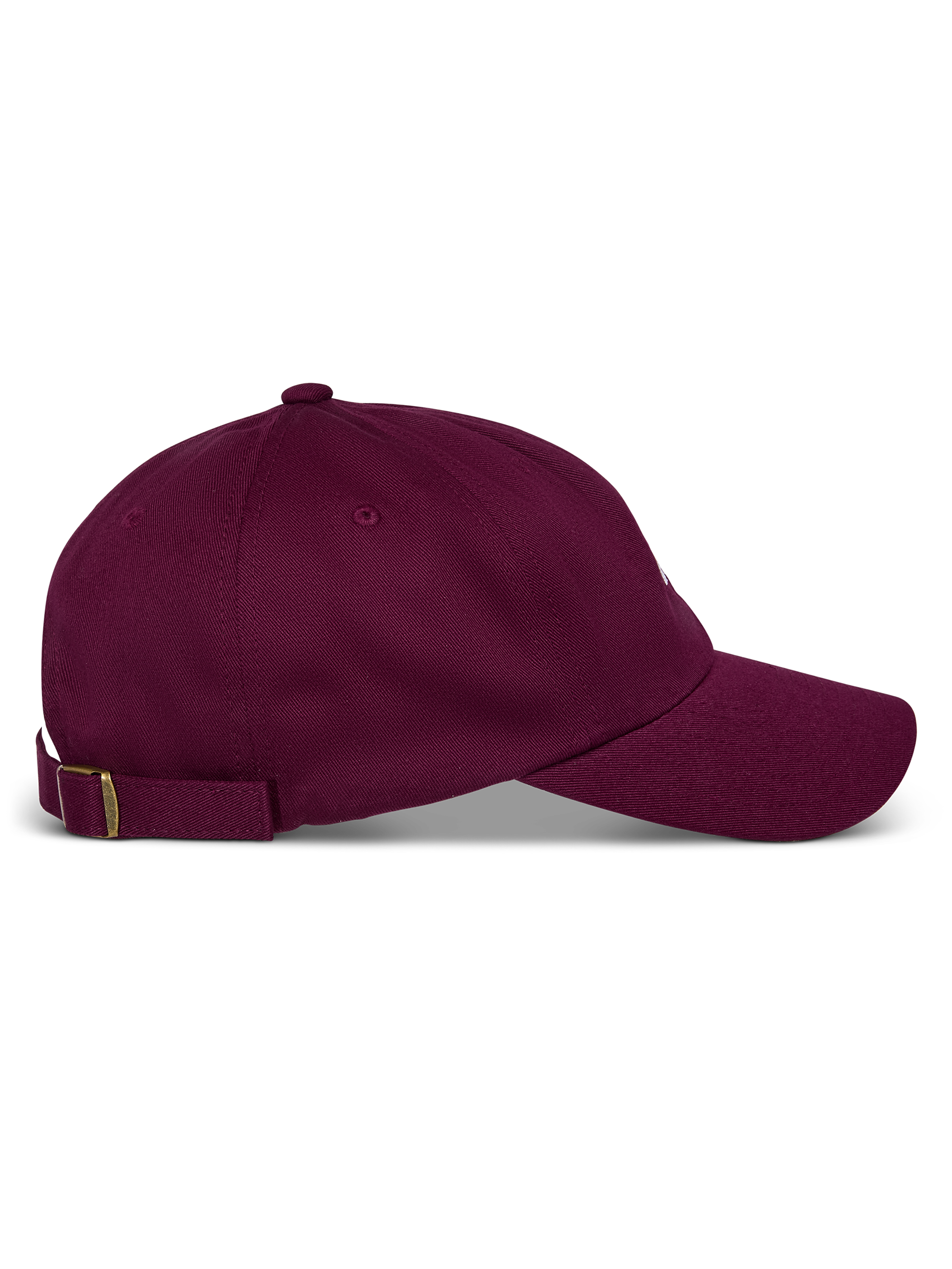 Casquette Alpinestars Deduce Strapback, bordeaux, vue de profil, visière courbée avec couronne basse non structurée, sangle arrière ajustable en tissu avec boucle métallique, style sportswear décontracté en sergé de coton