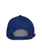 Casquette Alpinestars Deduce Strapback, bleue, vue arrière montrant la fermeture réglable avec boucle métallique, petite étiquette noire avec logo Astars, construction décontractée en sergé de coton