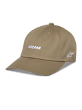 Casquette Alpinestars Deduce Strapback, casquette de baseball kaki, broderie blanche ASTARS sur le devant et logo étoile sur le côté, visière courbée, sergé de coton, sportswear décontracté