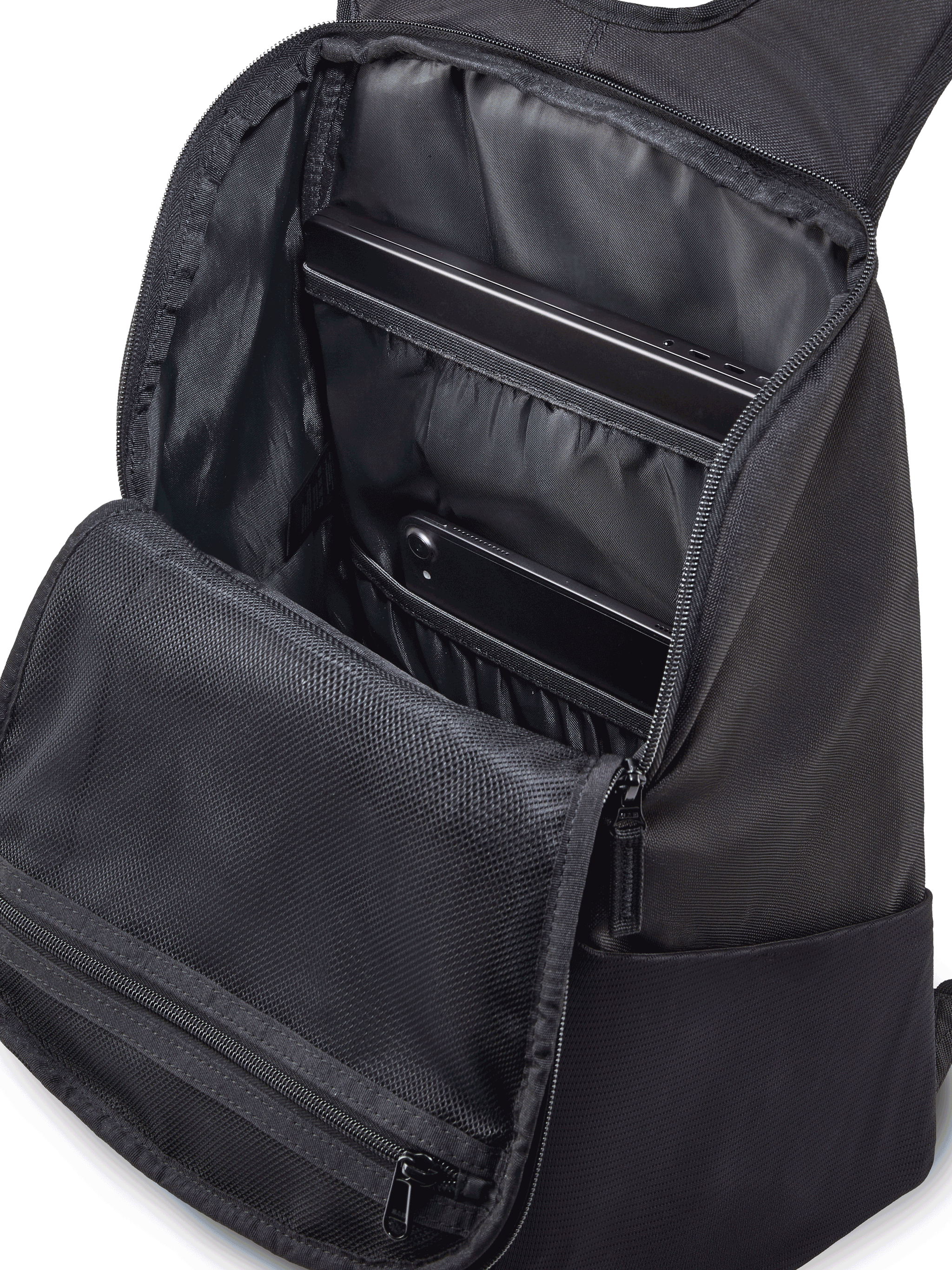 Sac à dos Alpinestars Defcon V3, sac à dos quotidien, noir avec accents bleus, polyester 600D durable, logo imprimé, poches latérales en maille pour bouteille d'eau et bretelles rembourrées, design décontracté inspiré du sport automobile