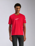 Alpinestars Frontal CSF Tee, t-shirt à manches courtes, rouge, logo Alpinestars Star blanc sur la poitrine, streetwear décontracté inspiré du sport automobile