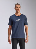 Alpinestars Frontal CSF Tee, t-shirt à manches courtes, bleu marine, logo Astars blanc sur la poitrine, style streetwear décontracté inspiré du sport automobile
