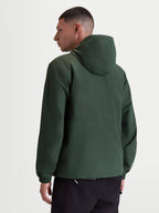 Alpinestars Speeder Resolve Windbreaker Jacket, Lightweight Sportswear Hooded Outerwear for Urban Use, Pine Green, Windproof 100% Polyester with Mesh Lining, Rear view on model highlighting the clean back design and elastic cuffs.