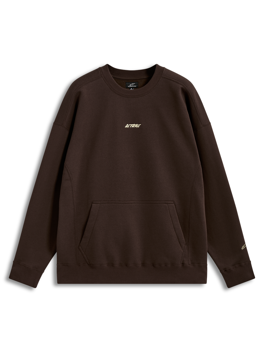 Alpinestars Guise Oversized Crew, sweat-shirt en polaire marron, coupe ample avec poche kangourou et logo Astars brodé
