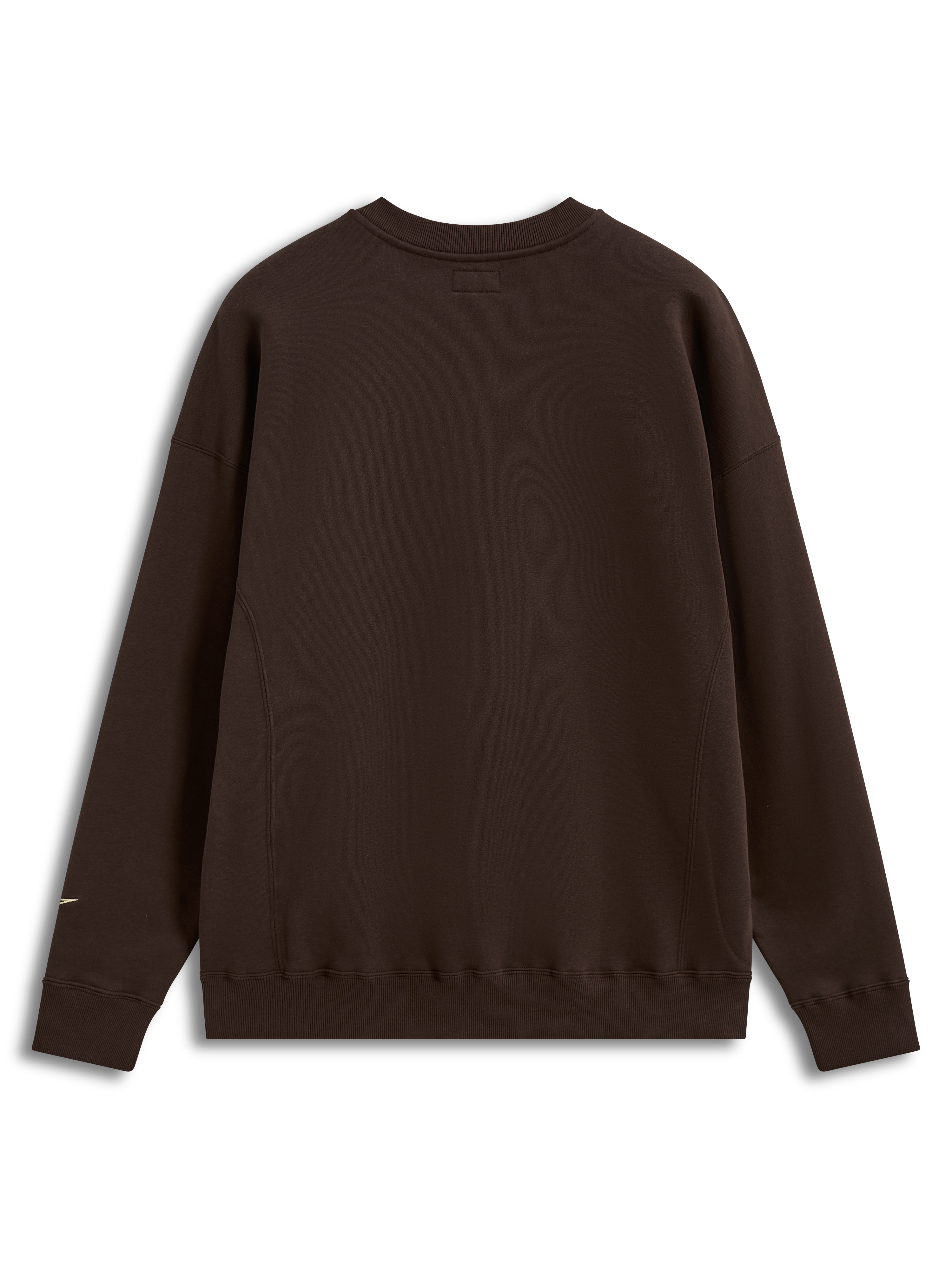 Alpinestars Guise Oversized Crew, sweat-shirt à col rond marron en polaire, vue de dos, coupe ample avec poignets et ourlet côtelés, style sportswear décontracté
